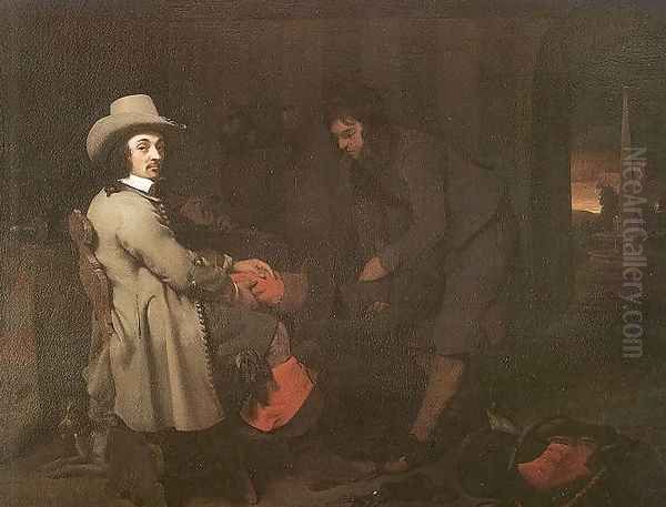 Seated Man with a Youth & a Servant in an Interior - view 1