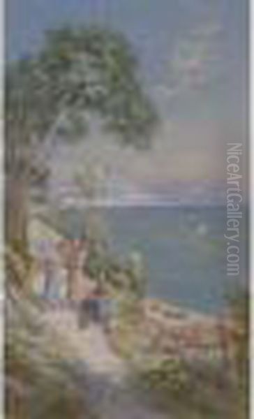 Meeting On A Lakeside Path - view 1