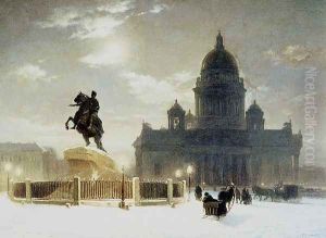 View of the Monument to Peter the Great in Senate Square, St. Petersburg, 1870 by Vasilij Ivanovic Surikov