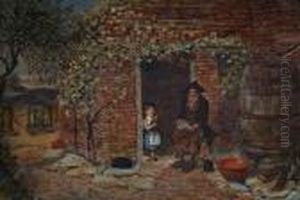 A Tinker And A Young Girl Conversing By Acottage Door