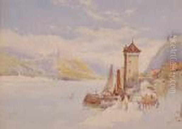 Italian Lakeside Harbour Scene - view 1