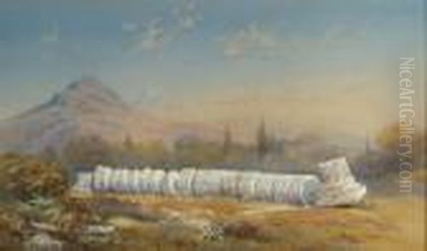 Ruins Of A Corinthian Column In An Italianate Landscape - view 1