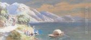 "near Nice" And "on The Lake Of Como", A Pair by Charles Rowbotham