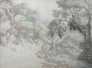 A Wooded River (sketch) by Thomas Rowlandson