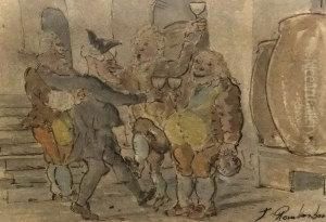 Drinkers In A Cellar