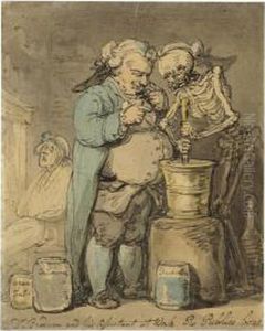 Dr. Brodum And His Assistant At Work Pro Publico Bono by Thomas Rowlandson