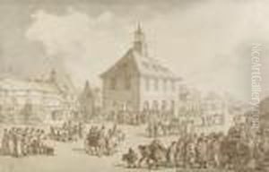 Market Day In A Country Town, Probably Brackley,northamptonshire by Thomas Rowlandson
