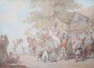 Travelling Players Halted By An Inn by Thomas Rowlandson