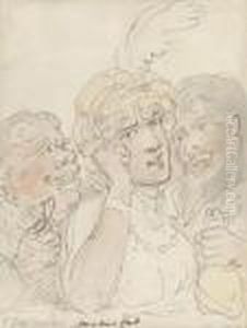 Mary Ann Clark With Two Suitors by Thomas Rowlandson