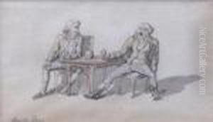 Drinkers At A Table by Thomas Rowlandson