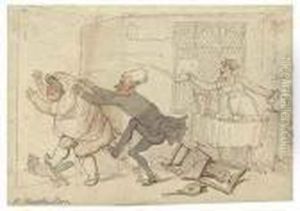 Dr Syntax Ejecting An Intruder by Thomas Rowlandson