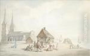 Figures Outside Reculver Church by Thomas Rowlandson