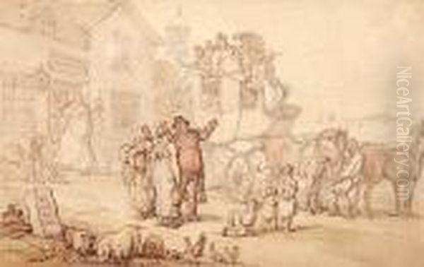Coach And Figures Outside An Inn - view 1