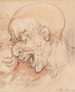 Caricature Heads Of An Old Man And Younggirl by Thomas Rowlandson