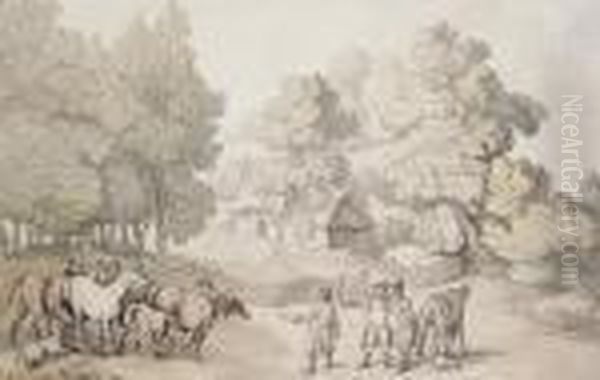 Mares And Foals In A Paddock - view 1