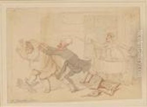 Dr. Syntax Ejecting An Intruder by Thomas Rowlandson