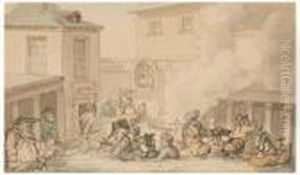 Comforts Of Bath: King Bladud's Bath. by Thomas Rowlandson