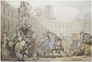 Place Des Victoires, Paris by Thomas Rowlandson