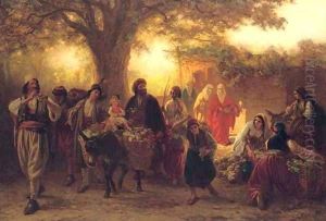 The grape harvest by Alois Schonn