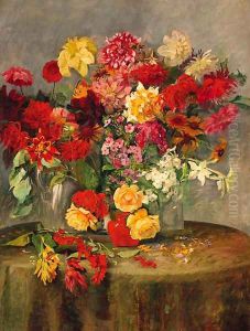 Summer flowers on a table by Alois Schonn