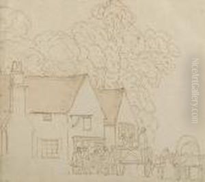 Figures Outside A Country Inn
