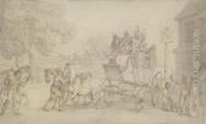 Changing Horses At The Swan Inn, Brixton by Thomas Rowlandson