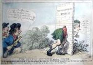 'the Scotch Ostrich', Engraving, 23.5cm X 33cm, Framed, Plus One Other 'volunteer Wit' by Thomas Rowlandson