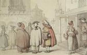 View Of Oxford Muffs, A Scene At The Colleges by Thomas Rowlandson