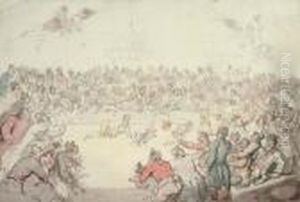 A Dog Fight At The Westminster Pit by Thomas Rowlandson