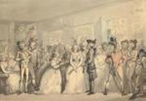 Foyer Of The Haymarket Theatre During The 'surrender Of Calais' by Thomas Rowlandson