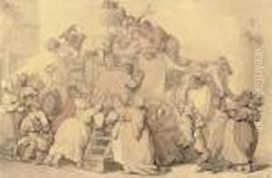 The Departure Of The Stage Coach by Thomas Rowlandson