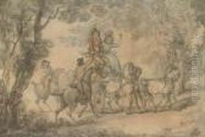 A Highwayman Holding Up A Phaeton by Thomas Rowlandson