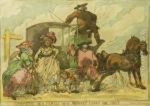 Sympathy, Or A Family On A Journey Laying The Dust by Thomas Rowlandson