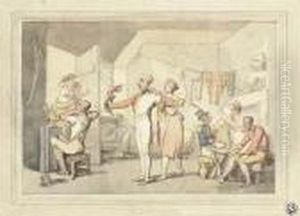 The Barracks: An Officer Being Dressed by Thomas Rowlandson