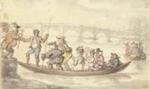 A River Ferry On The Thames by Thomas Rowlandson