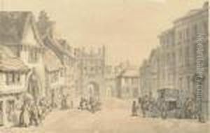 High Street In A Country Town by Thomas Rowlandson