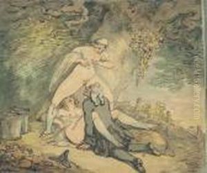 The Parson And The Milkmaids by Thomas Rowlandson