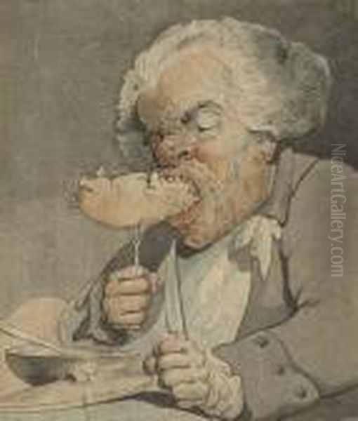 A Grotesque Man Eating Pork - view 1