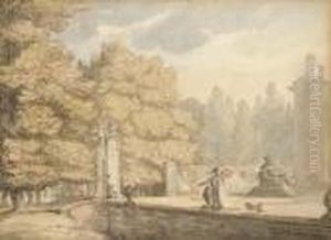 In The Garden At Ham House by Thomas Rowlandson
