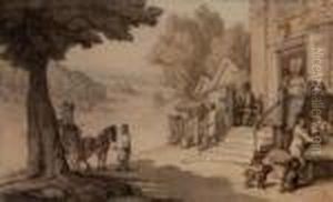 Outside The Village Tavern by Thomas Rowlandson