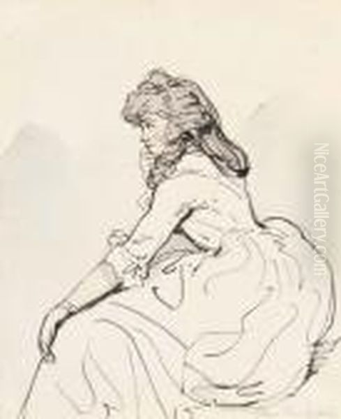 Study Of A Girl, In Profile To The Left - view 1