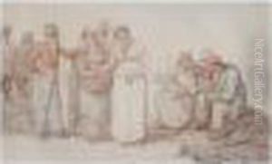 Youth And Age - Figures On A Quay by Thomas Rowlandson