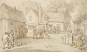 A Village Scene by Thomas Rowlandson