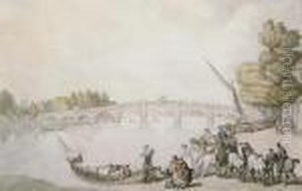 Boat Disembarking On The Thames Near Kew Bridge - view 1