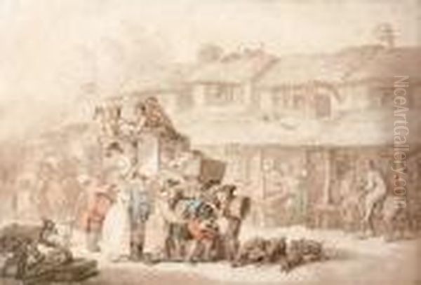 Peasants With An Oxcart In A German City - view 1