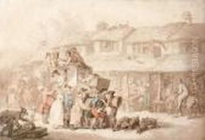 Peasants With An Oxcart In A German City by Thomas Rowlandson