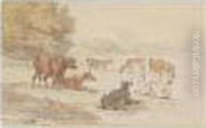 Nymphs Bathing, Pen And Ink And Watercolour, 10.5 X 18 Cm.; 4 X 7 In by Thomas Rowlandson