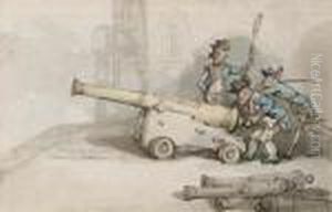 The Long John, A Cannon At Gosport, Hampshire by Thomas Rowlandson