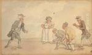 Game Of Trap Ball by Thomas Rowlandson