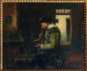 Interieur De Taverne Avec Un Soldat Fumant